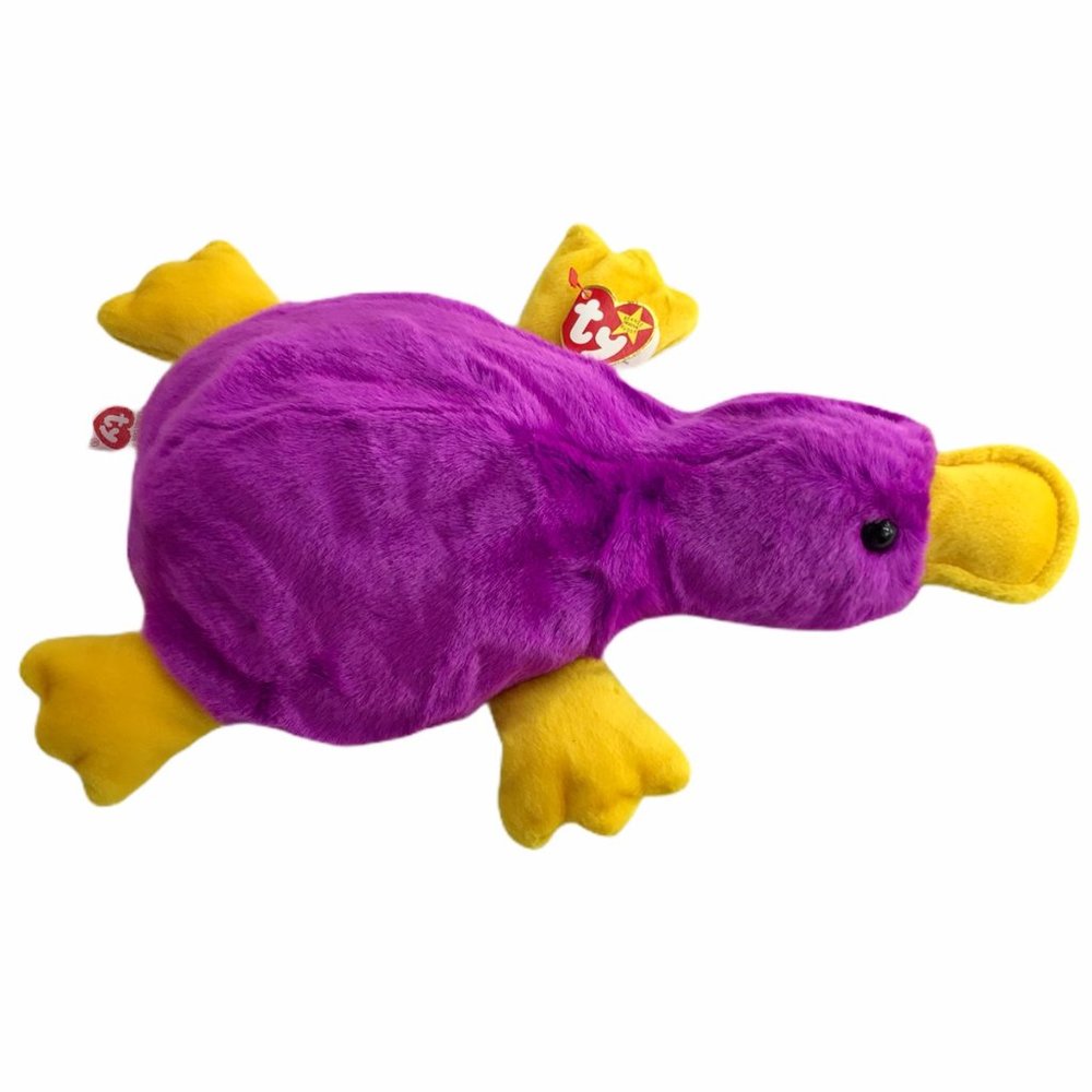 TY Beanie Baby Patti, Purple, Yellow Duck Platypus